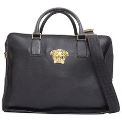 VERSACE Medusa Palazzo schwarzes Kalbsleder goldenes Emblem Laptop Aktentasche