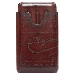 BERLUTI Case 4 Scritto red brown calligraphy leather cigar case