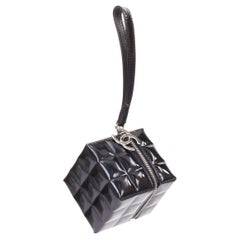 CHANEL 2003 black patent leather Rubiks Cube CC logo clutch bag