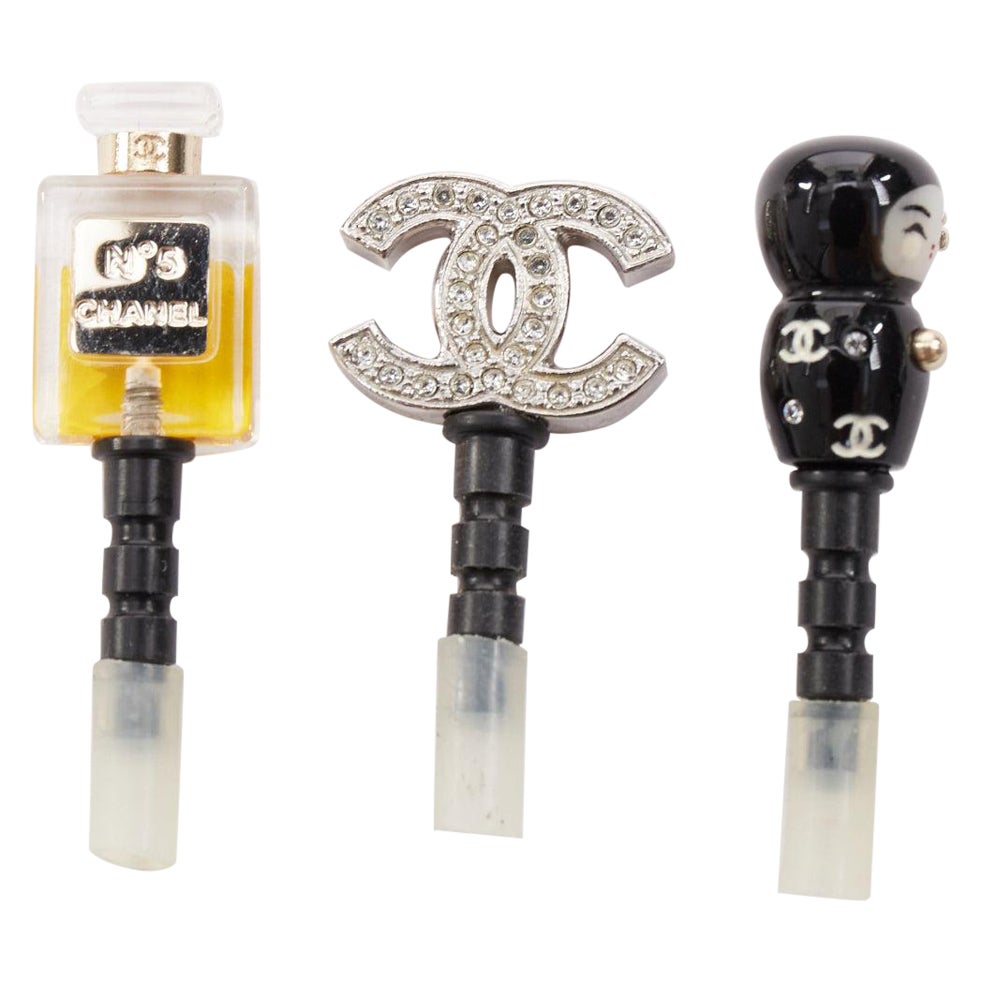 Chanel No.5 Perfume Pave Crystal Babushka Doll phone charm plug Set of 3 in vendita
