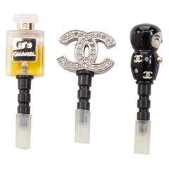 CHANEL No.5 Perfume Pave Crystal Babushka Doll phone charm plug Set of 3