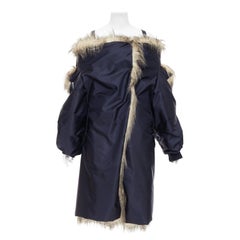 PRADA 2021 Runway faux fur oversized off shoulder bomber coat IT38 XS Rihanna