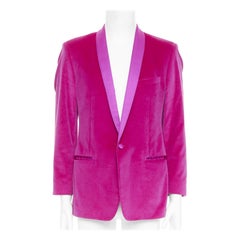 DOLCE GABBANA Gold pink velvet cotton silk blend tuxedo blazer IT52 XL