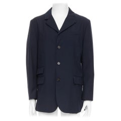 RALPH LAUREN Purple Label navy twill 3 flap pockets double vent coat XL