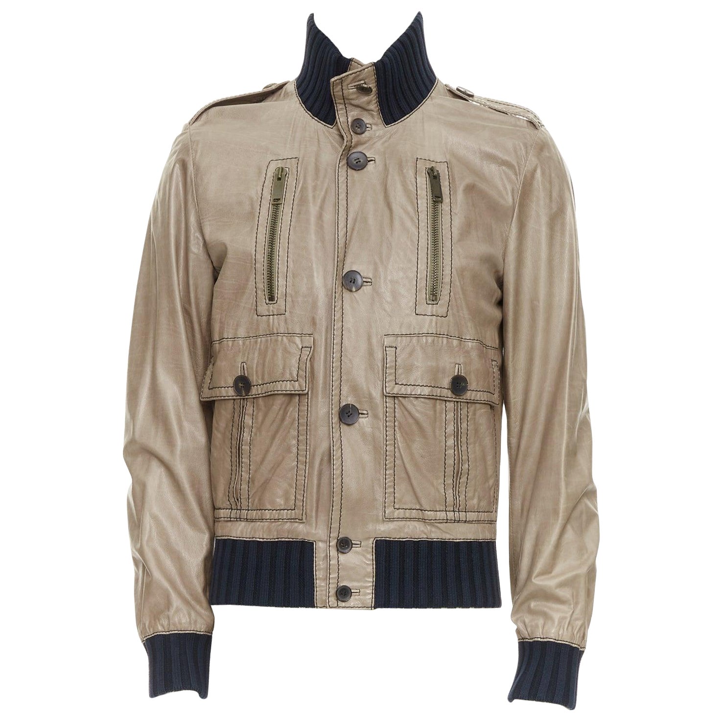 GUCCI Vintage Madonna braun beschichtetes Leder Flug Bomberjacke IT48 M