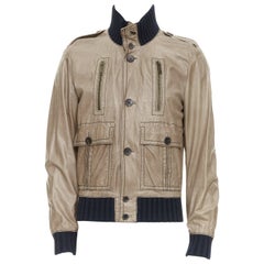 GUCCI Vintage Madonna braun beschichtetes Leder Flug Bomberjacke IT48 M
