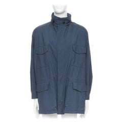 LORO PIANA Manteau Traveller navy windtech light 100% cashmere doublé IT58 4XL