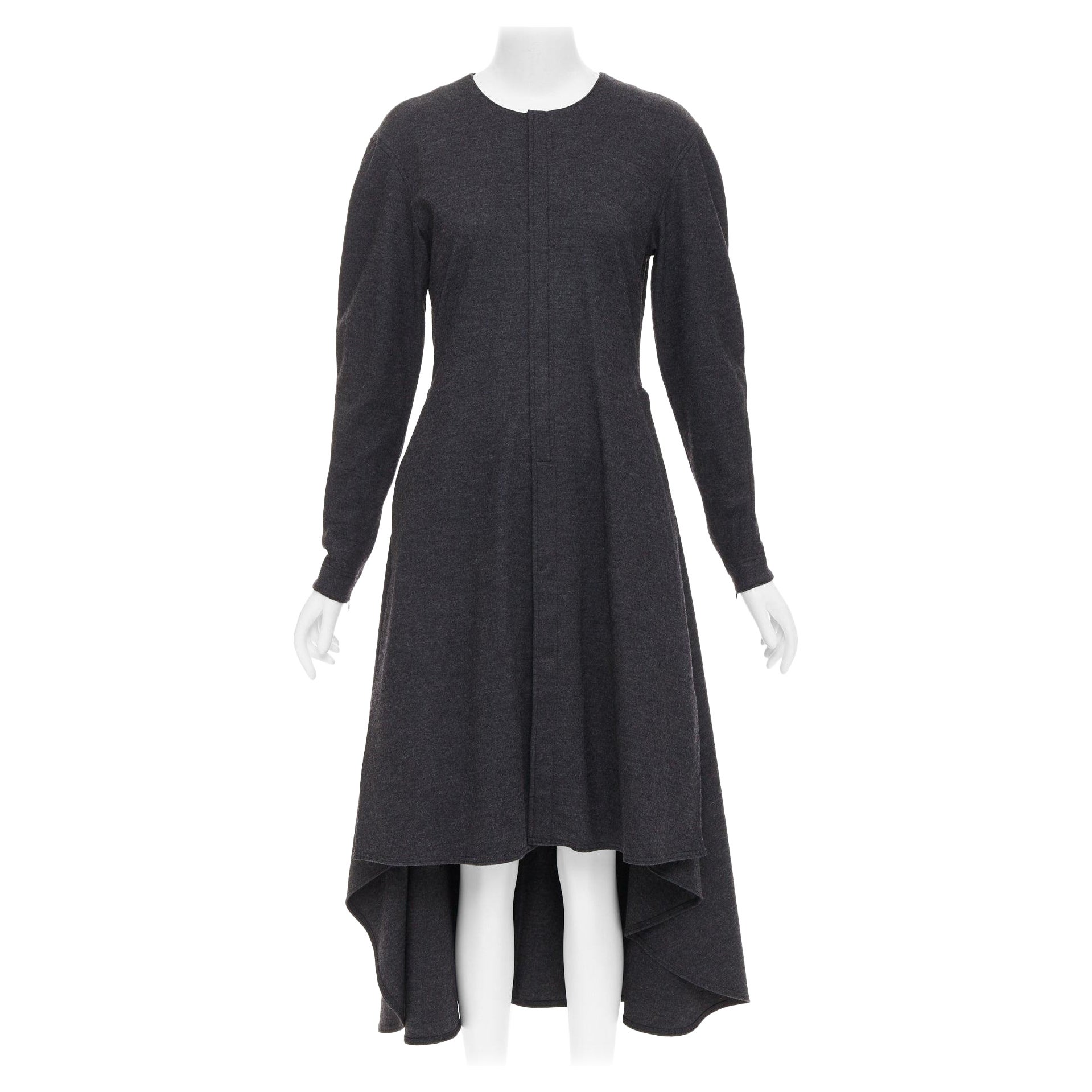 OLD CELINE 2017 Phoebe Philo dunkelgraues Kleid mit tiefem Saum aus Wollmischung FR36 S im Angebot