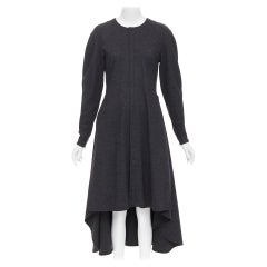 OLD CELINE 2017 Phoebe Philo dark grey wool blend hi low hem dress FR36 S