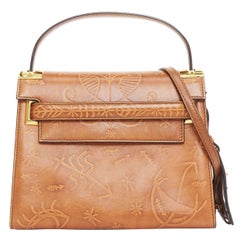 VALENTINO 2017 Santeria My Rockstud brown embossed top handle satchel bag