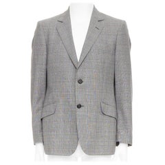 ETRO grau lila Hahnentritt einreihiger Blazer mit Pattentasche IT52 XL