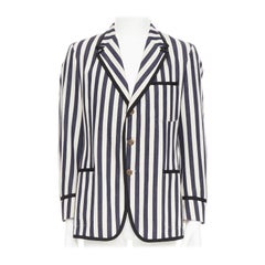 GUCCI navy cremefarbene Baumwolle Anker Knöpfe gestreiften nautischen Blazer IT52 XL