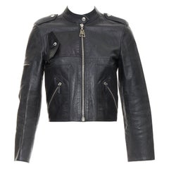 LOUIS VUITTON giacca biker con zip LV in pelle di capra nera FR36 S