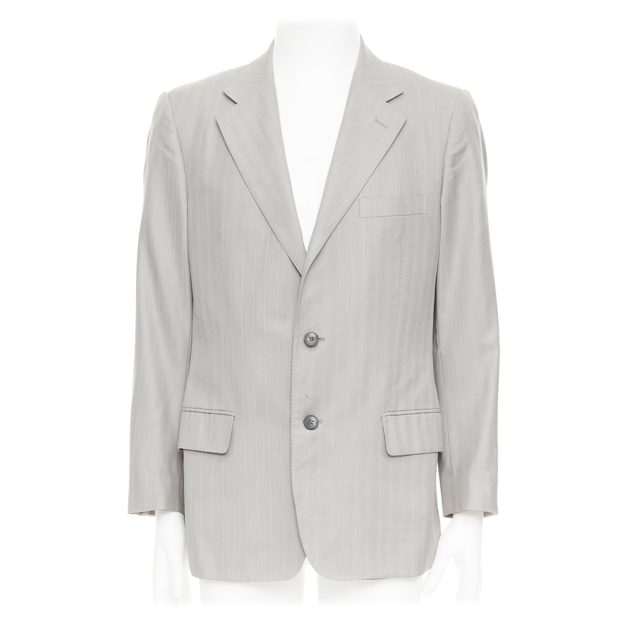 Blazer simple poitrine à chevrons gris clair GUCCI IT52 XL en vente