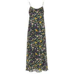 CELINE Hedi Slimane yellow purple floral print viscose dress FR38 M