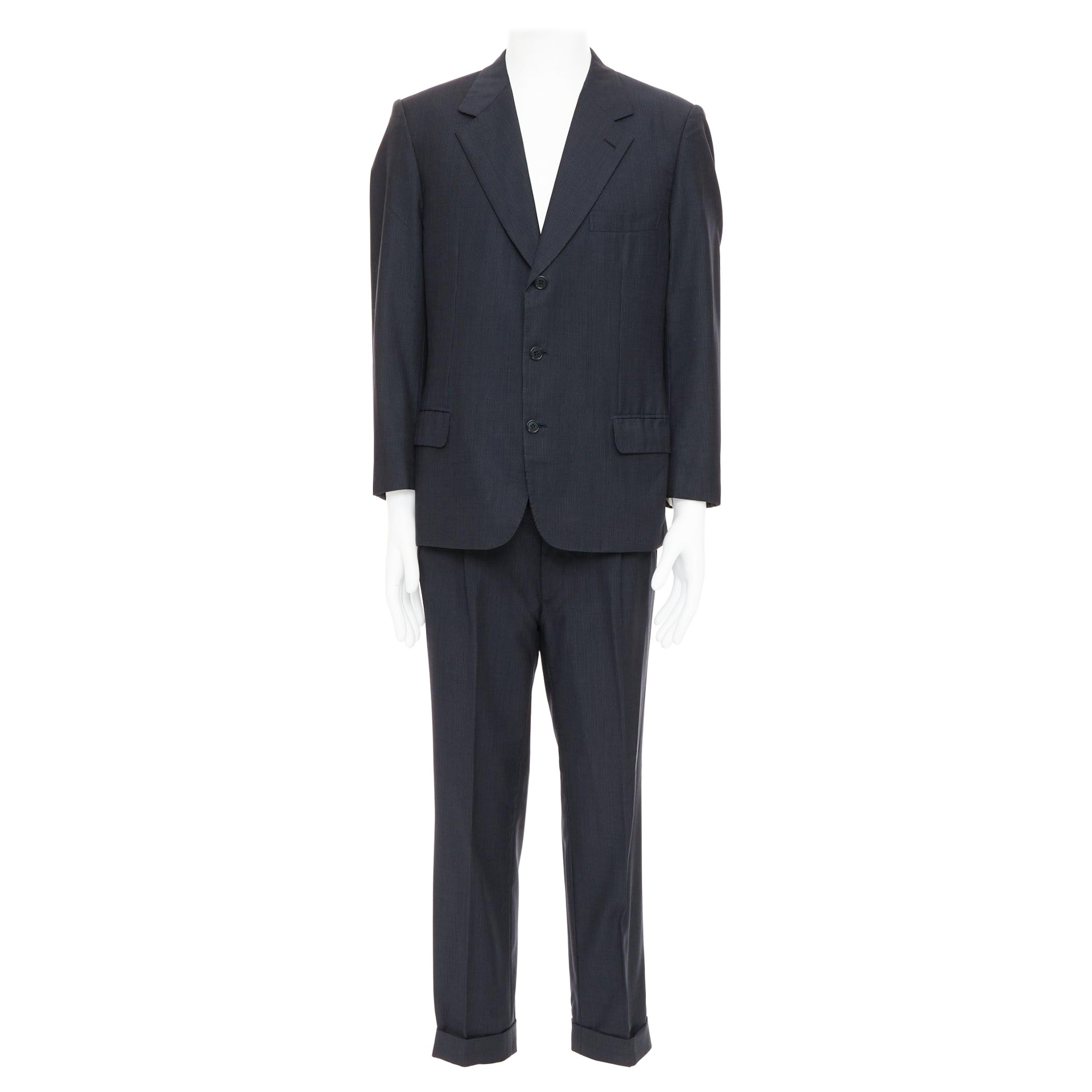 Brioni Cesar - Ensemble blazer en laine à rayures - marine - IT52 XL