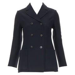 DIOR Marlene  noir laine soie classique double boutonnage veste blazer FR36 S