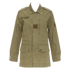 SAINT LAURENT 2015 giacca militare con tasche in cotone e lino verde militare FR34 S