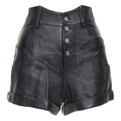 SAINT LAURENT 2019 pantaloncini western a vita alta in pelle di agnello e tulipano FR34 XS