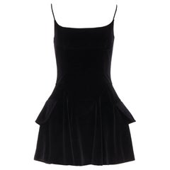 ALEXANDER WANG black cotton velvet corseted fit flared party dress US0 XS