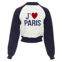 CHRISTIAN DIOR 2021 I Love Paris wool cropped track jacket zip bomber FR34 XS