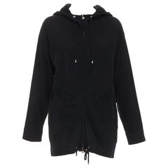 CHANEL 2015 Karl Lagerfeld Sudadera con capucha 100% cachemira negra doble bolsillos CC FR34 XS