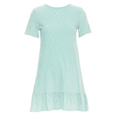 Mini robe à volants en velours de coton monogramme turquoise CHRISTIAN DIOR KIDS Yr12