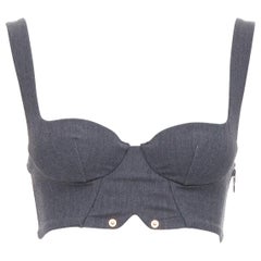LA PERLA graues Bustier-Top aus Schurwolle mit goldenen Nieten IT36B