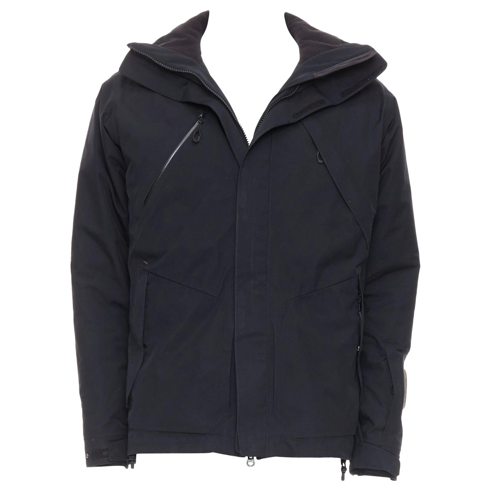 GOLDWIN Schwarze Goretex-Skijacke mit gepolstertem Logo und Reißverschlusstaschen M