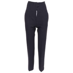 JOSEPH Yoyo navy wool blend crepe pinstripe high waisted pants FR34 XS