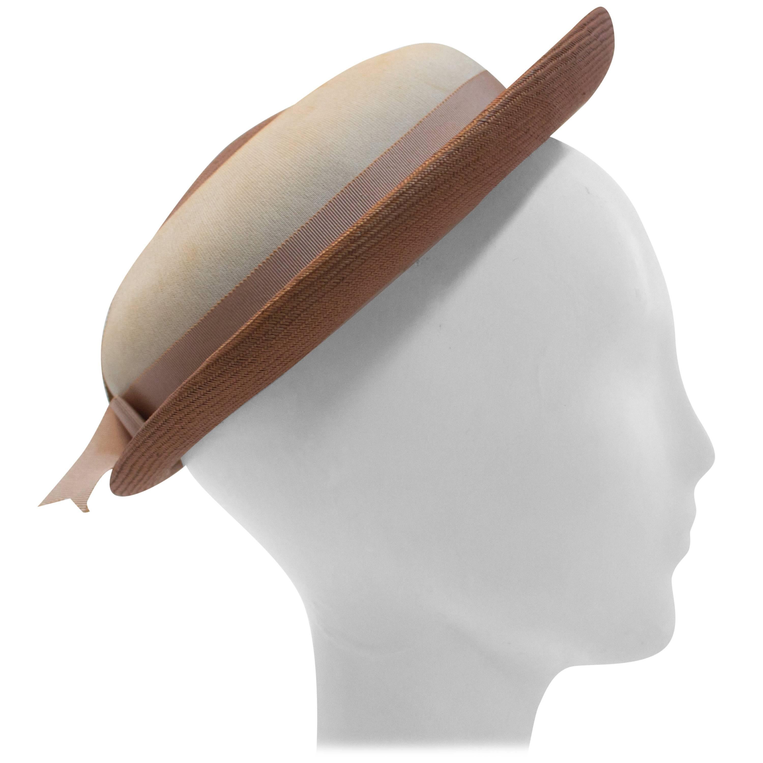 50s Hattie Carnegie Straw Summer Hat For Sale