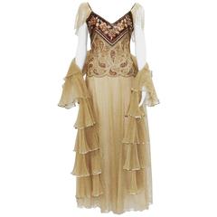 Automne-Hiver 1980 Christian Dior Paris Numbered Lace Gown with Scarf 2
