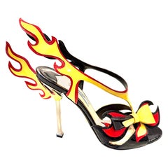 Prada Spring 2012 Runway Flame Patent Leather Slingback Heels  Size 38