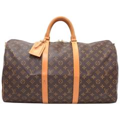 Louis Vuitton Keepall 50 Bandouliere Monogram Canvas Duffel Travel Bag