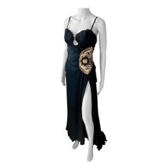 Roberto Cavalli F/W 2006 Laufsteg Bustier Verschönertes Fächer Hochgeschlitztes Abendkleid