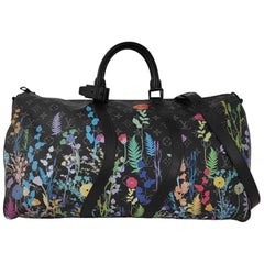 Louis Vuitton Keepall 50 Bandouliere Black Monogram Flower Prints