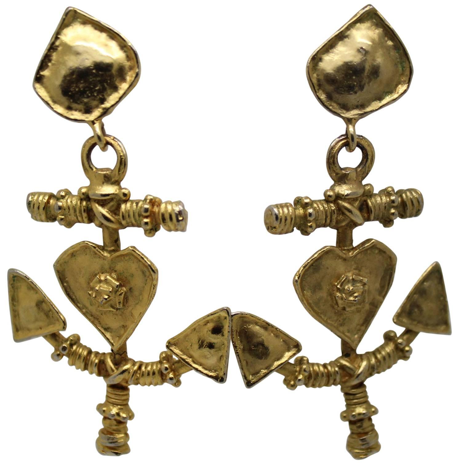Maxi Earrings from Christian Lacroix in Gold Plated Metal  For Sale