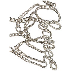 Chanel 2006 by Karl Lagerfeld Silver Cursive Logo Punk Belt/Necklace w/Box