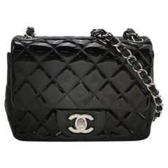 Chanel Classic Flap Mini Square Black Patent Lambskin Crossbody Bag 2014
