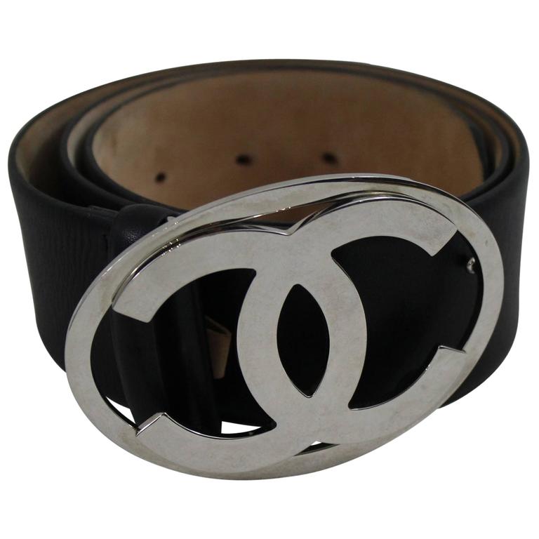 Chanel Double CC Buckle Balck leather Belt. Size 75 (30 US)