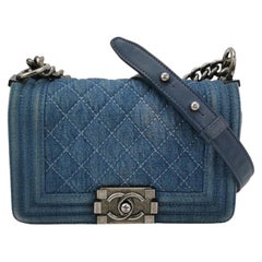 Chanel Le Boy Small Denim Blue Jeans Silver Antiqued Hardware 2012-2013