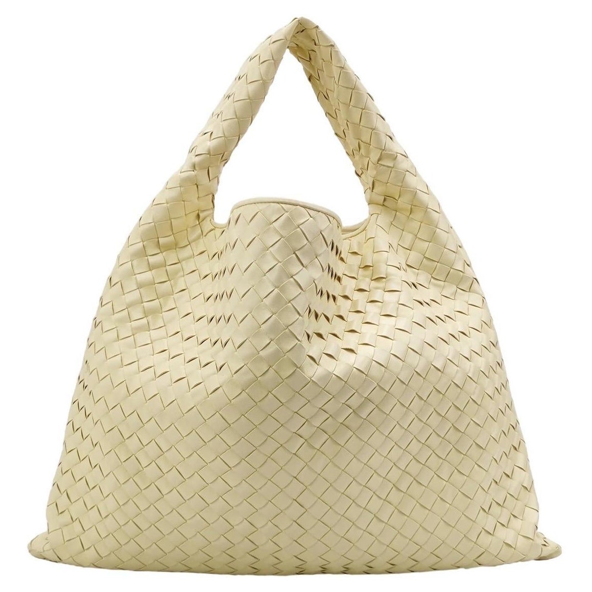 Bottega Veneta Hop Large Leather Pale Cream Yellow Hobo Bag