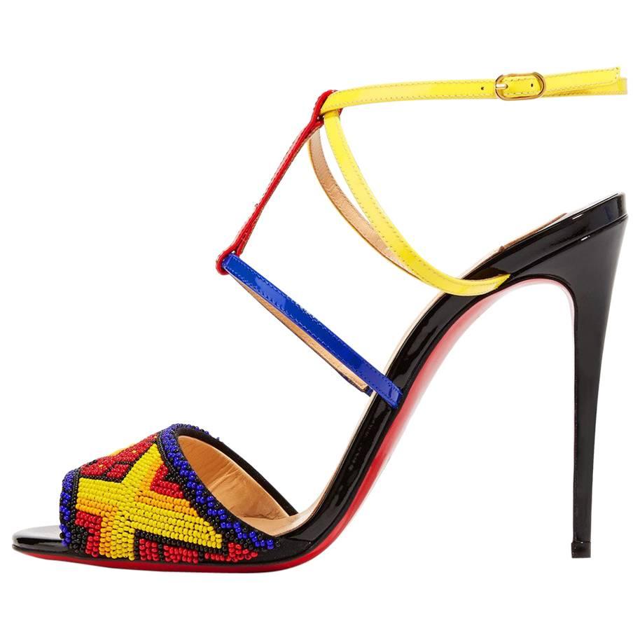 Christian Louboutin NEW & SOLD OUT Multi Bead Evening Sandals Heels in Box
