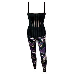 Azzedine Alaia F/W 1991 Bustier Corset Top and Leggings 2 Piece Set Ensemble