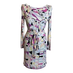 Emilio Pucci white midi dress with pattern.