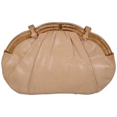 Judith Leiber Beige Karung Convertible Clutch Bag 8
