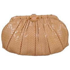 Judith Leiber Beige Snakeskin Bag, Semi Precious Stone Clasp, Never Used 5