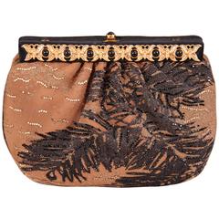 Judith Leiber Beaded Silk Faille Clutch with Jeweled Butterfly Frame 6