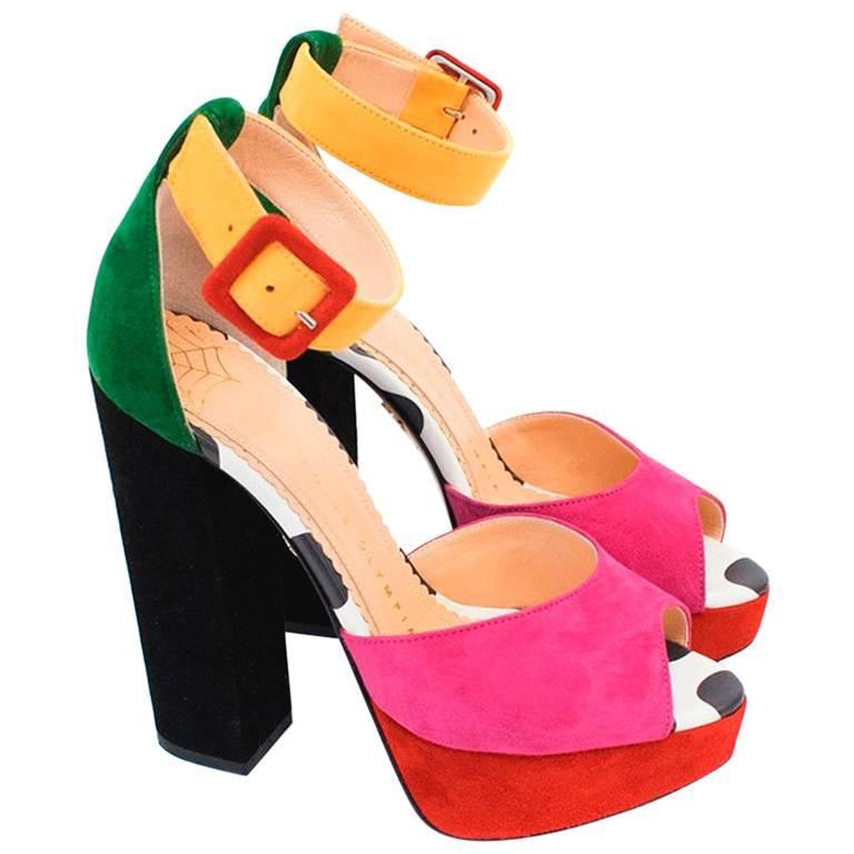 Charlotte Olympia Eugenie Multicolour Platform Sandals For Sale at 1stDibs