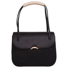 Judith Leiber Black Satin Bag with Diamante Trim 5